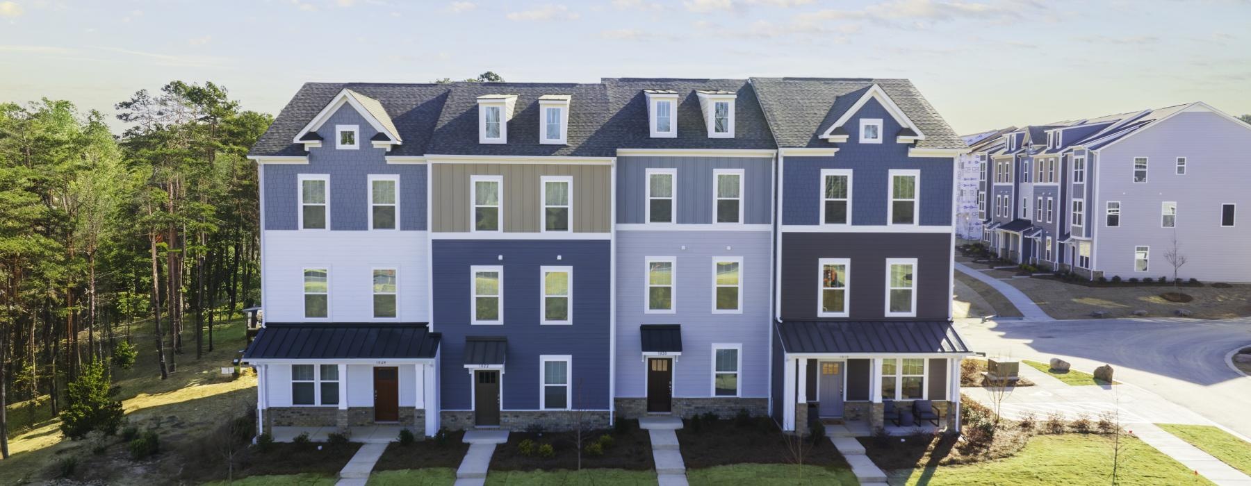a large blue house